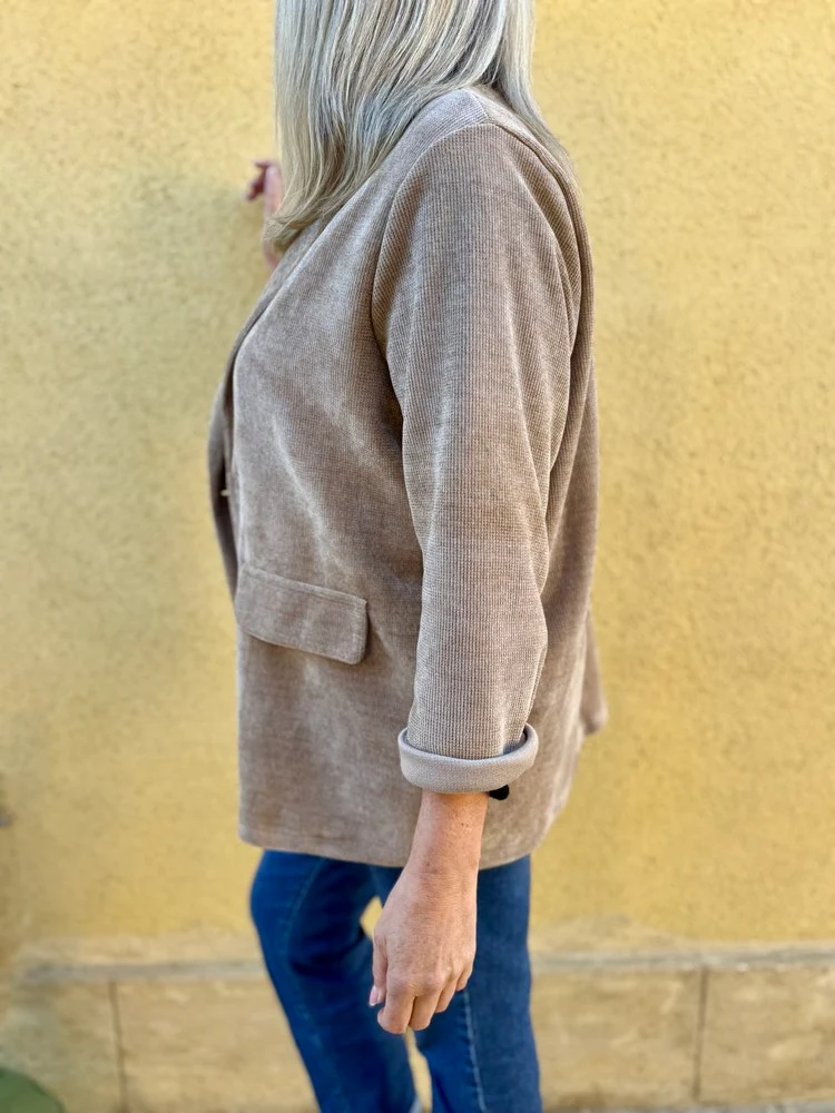Veste tailleur en velours Sandra + camel clair