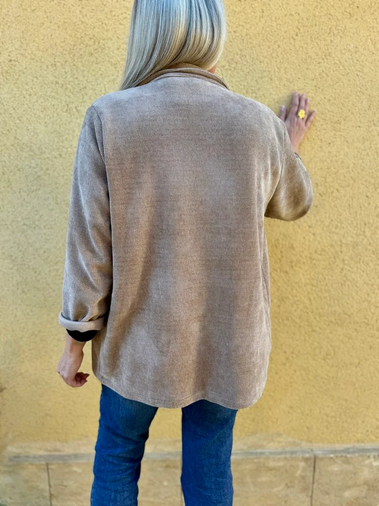 Veste tailleur en velours Sandra + camel clair
