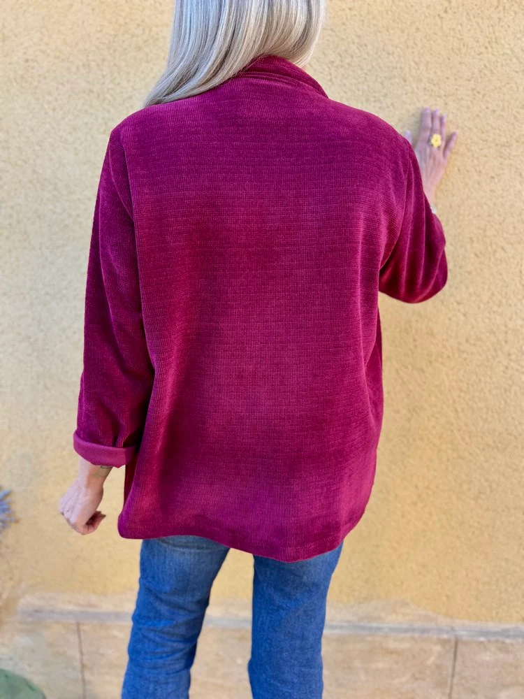 Veste tailleur en velours Sandra + bordeaux