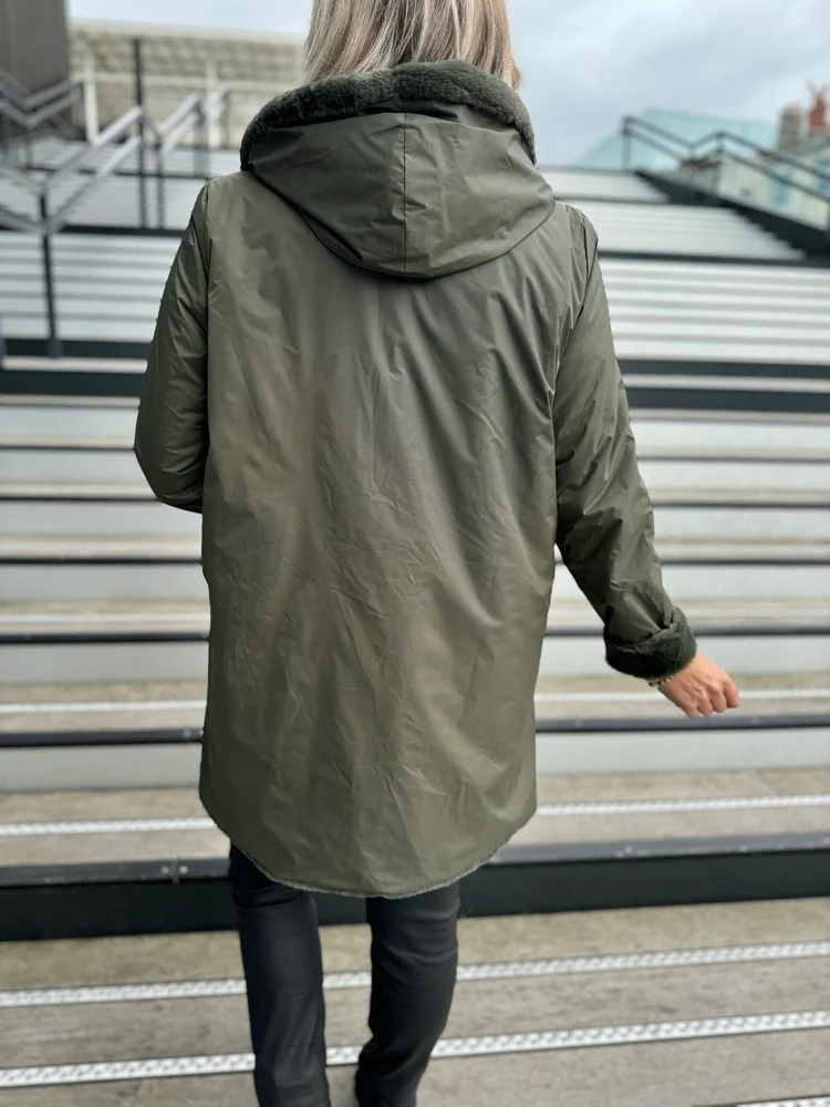 Veste fourrée Laura réversible kaki