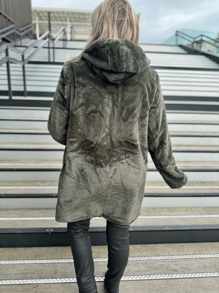 Veste fourrée Laura réversible kaki