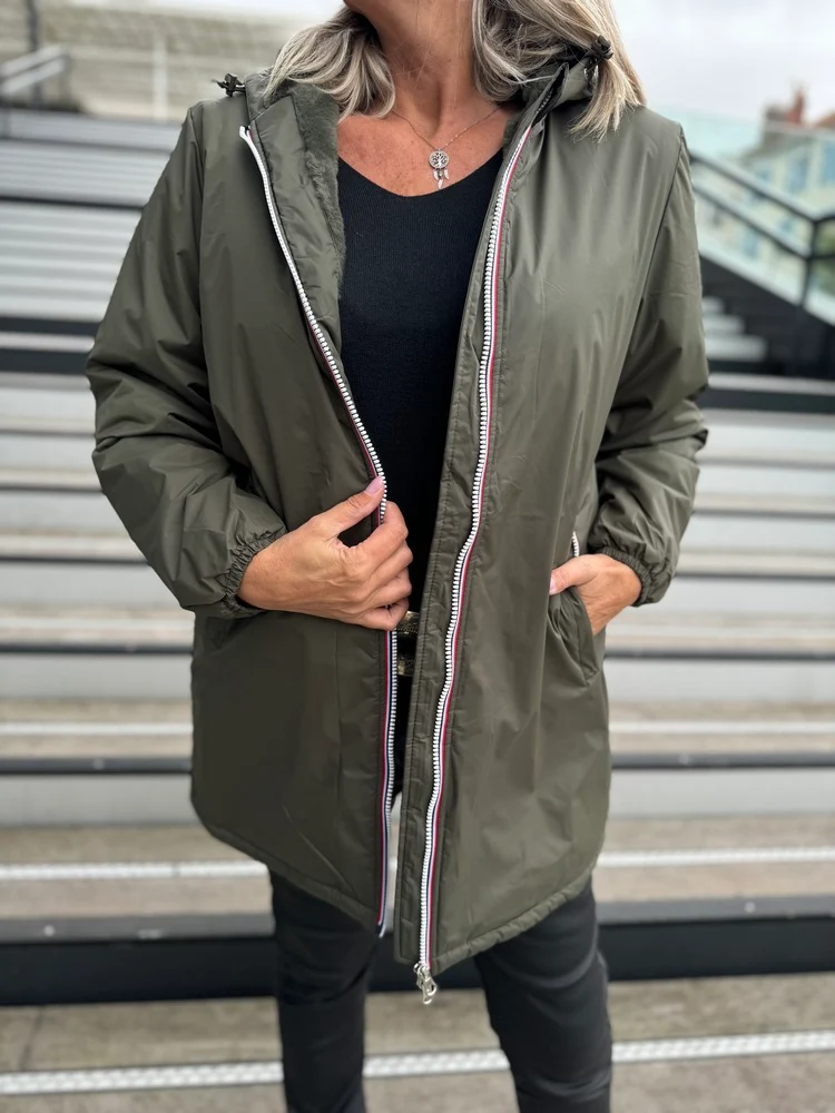 Veste fourrée Laura kaki