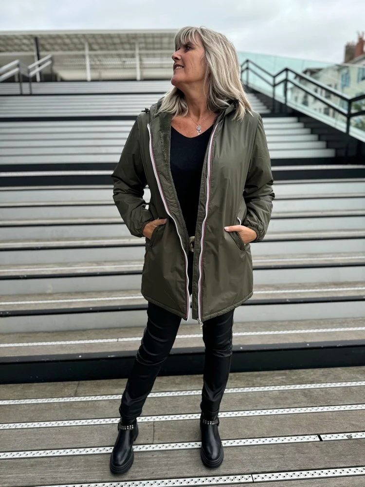 Veste fourrée Laura kaki