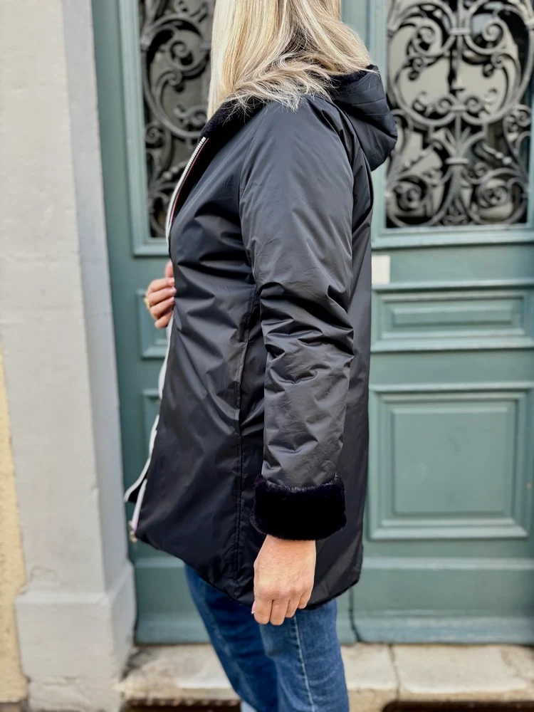 Veste fourrée Laura réversible noir