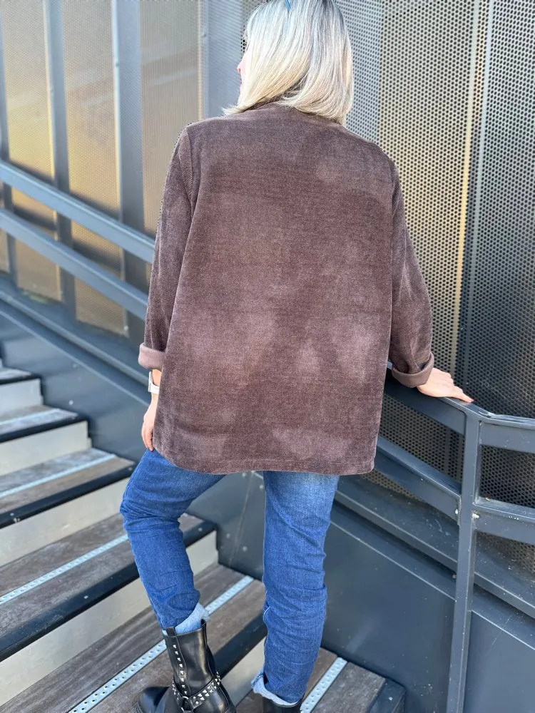 Veste tailleur en velours Sandra + chocolat