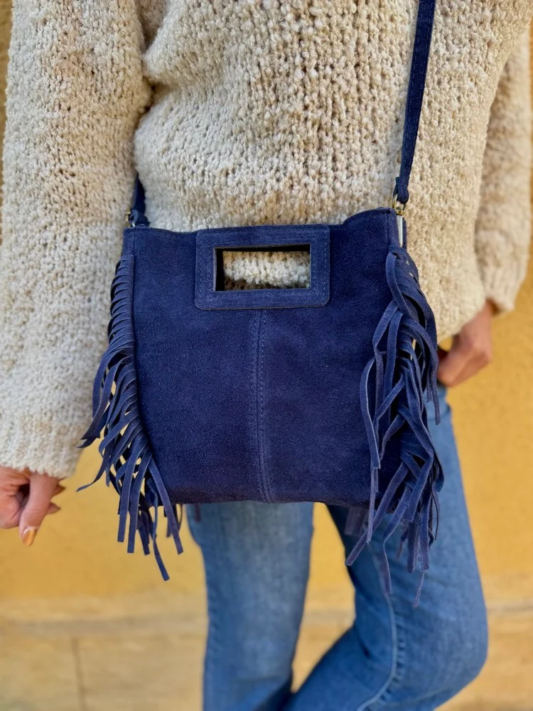 Sac en cuir Luciano bleu marine