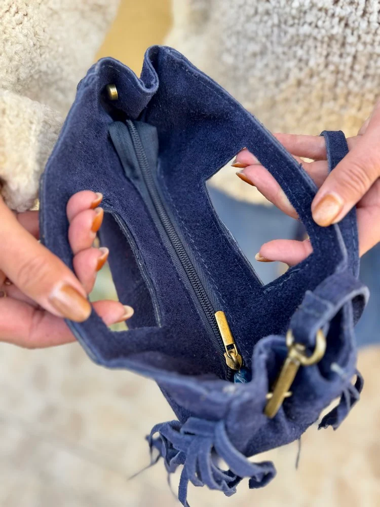 Sac en cuir Luciano bleu marine