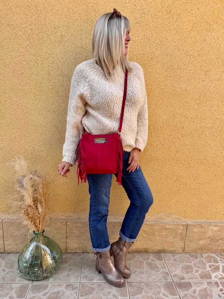 Sac en cuir Luciano bordeaux