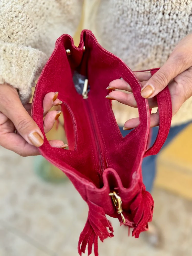 Sac en cuir Luciano bordeaux