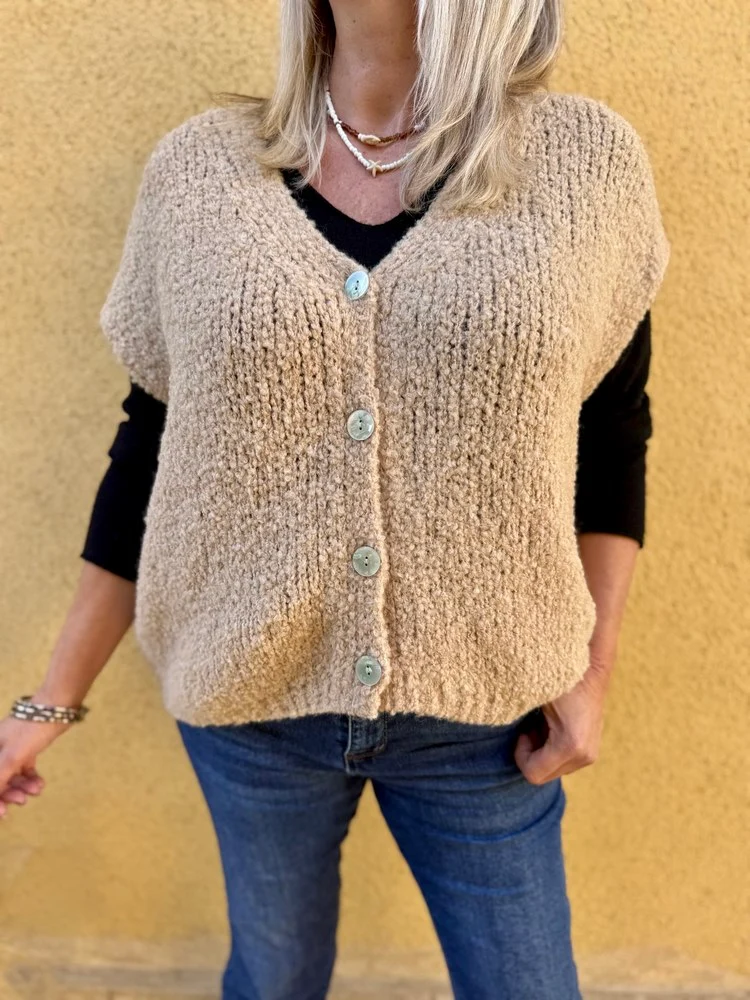 Gilet loose Armando camel clair
