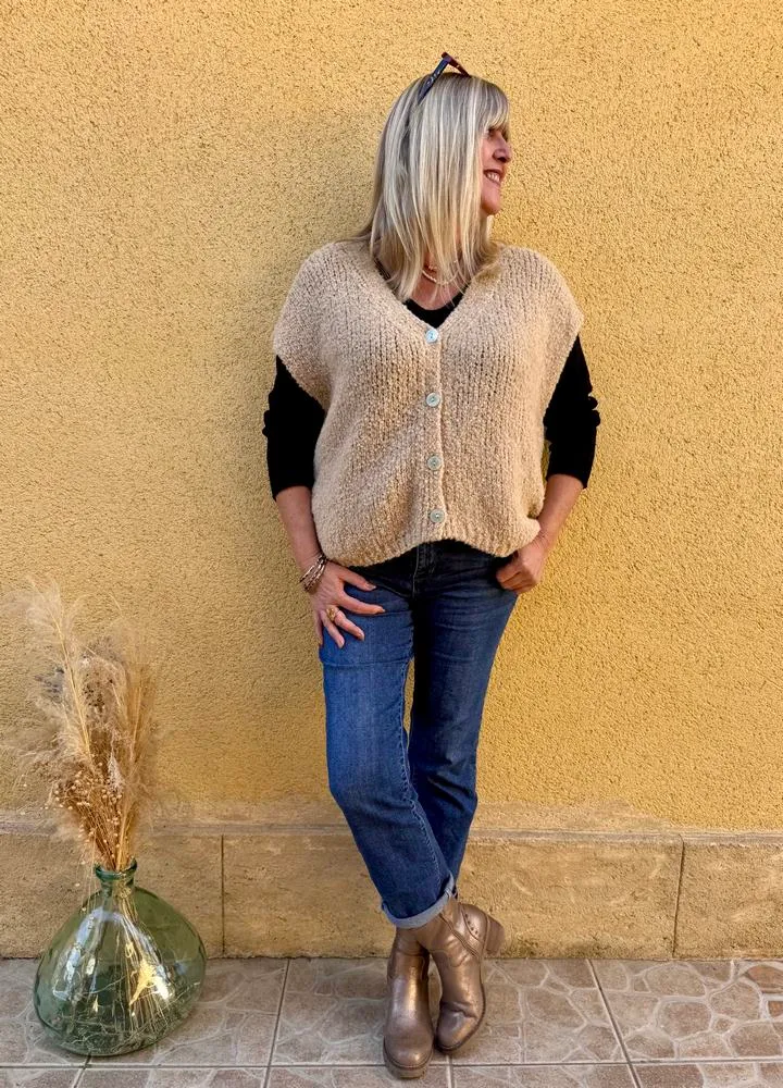Gilet loose Armando camel clair