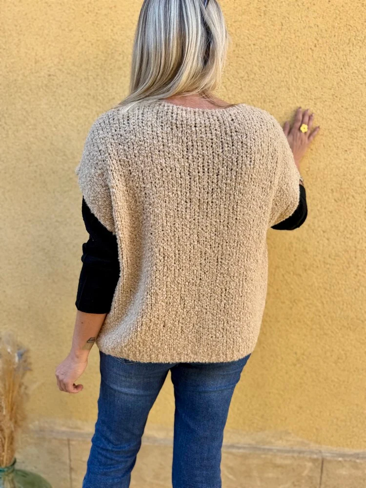 Gilet loose Armando camel clair