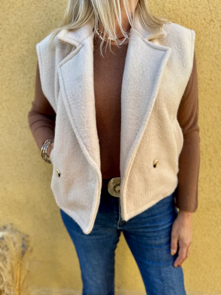Veste sans manches Anaïa beige