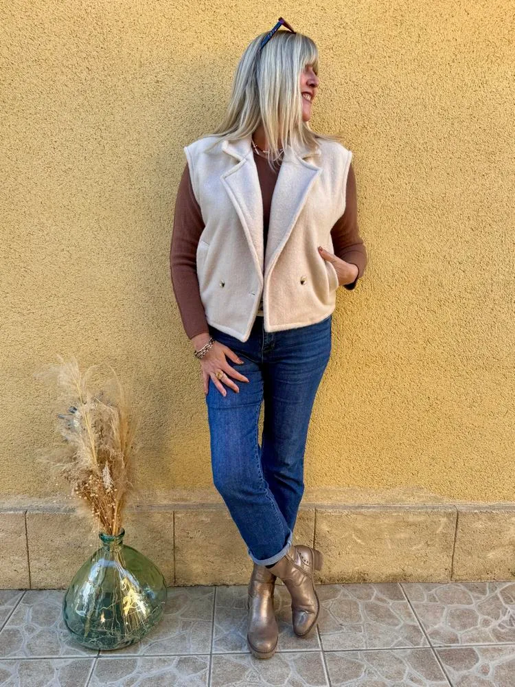 Veste sans manches Anaïa beige