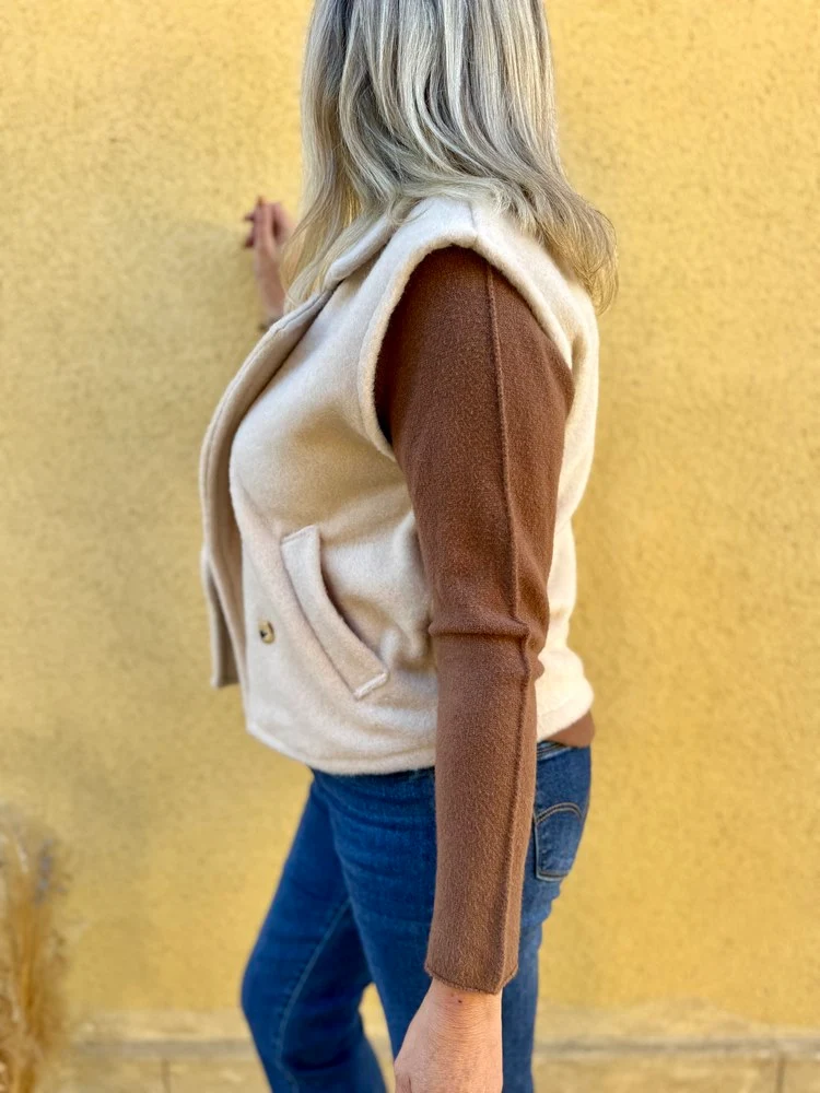 Veste sans manches Anaïa beige