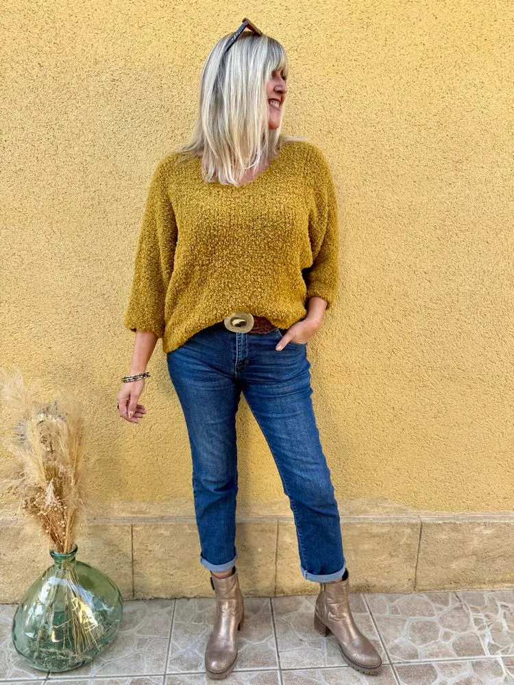 Pull bouclettes Erico moutarde