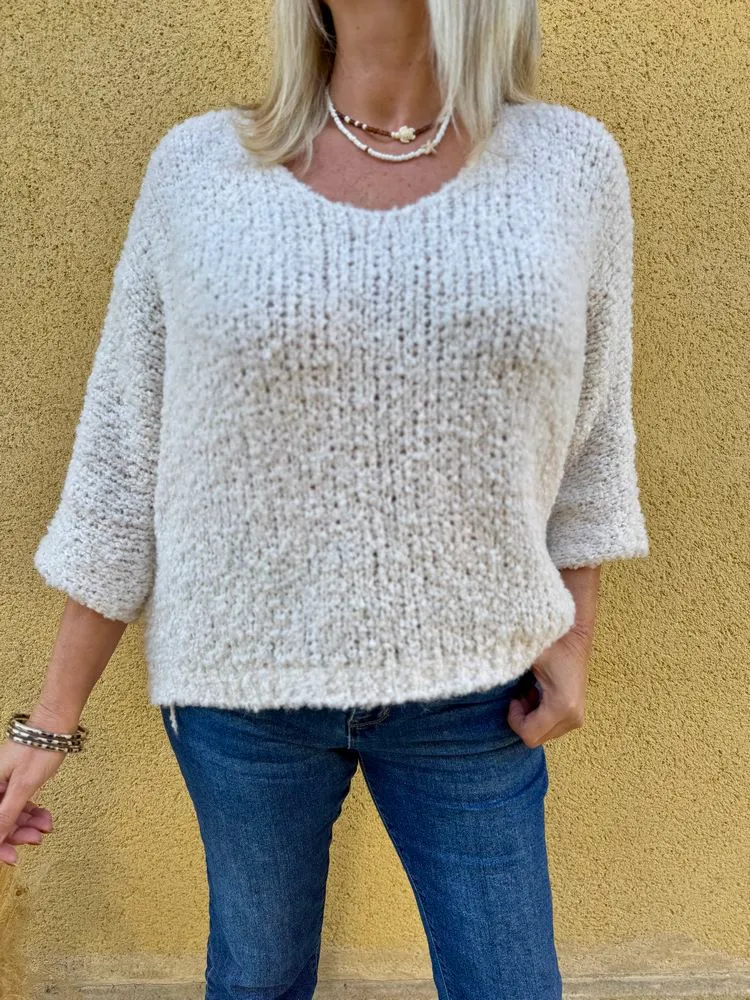 Pull bouclettes Erico vanille