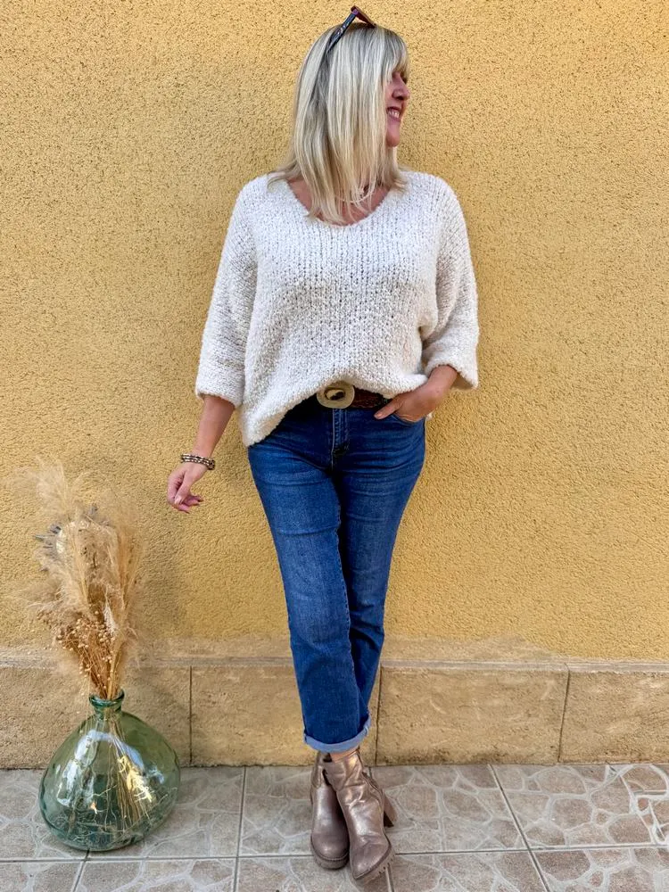 Pull bouclettes Erico vanille