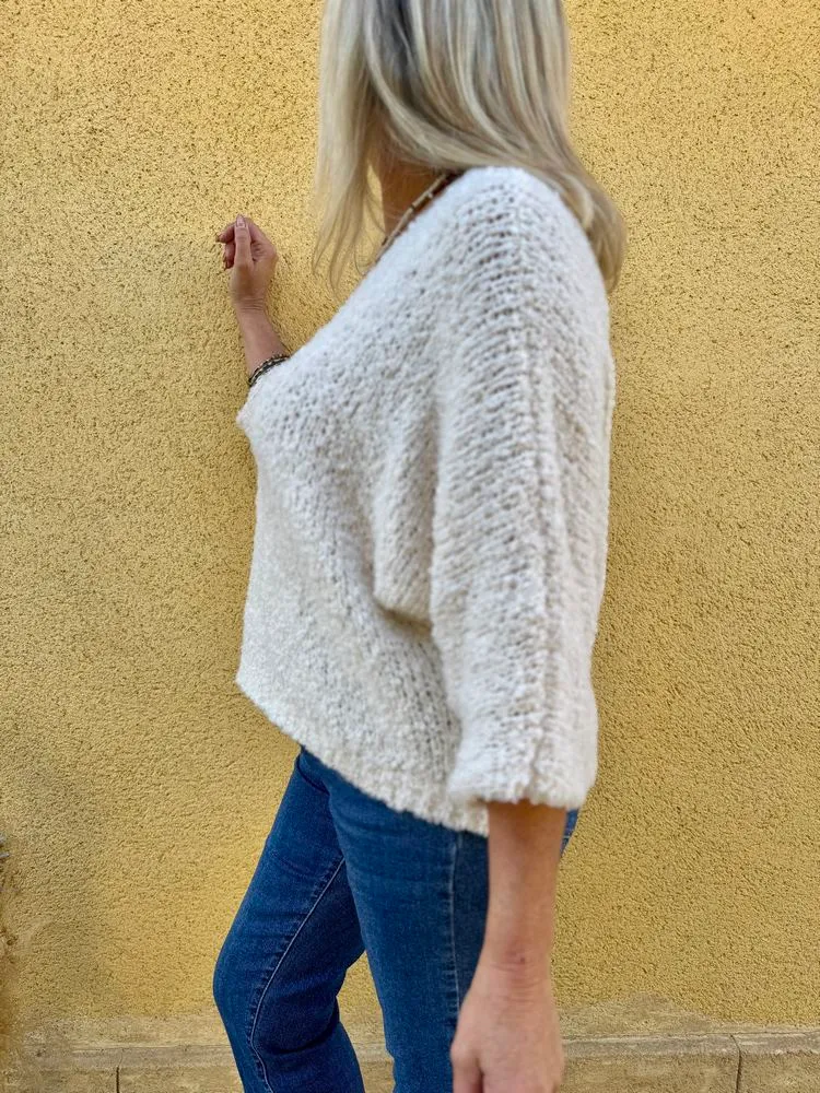 Pull bouclettes Erico vanille