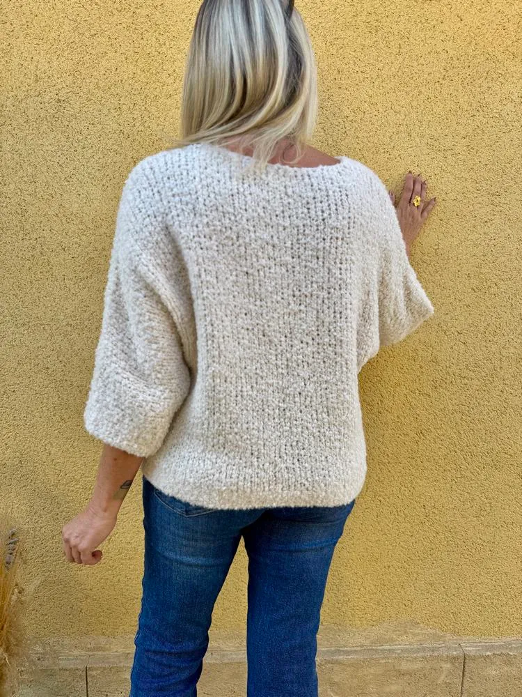 Pull bouclettes Erico vanille