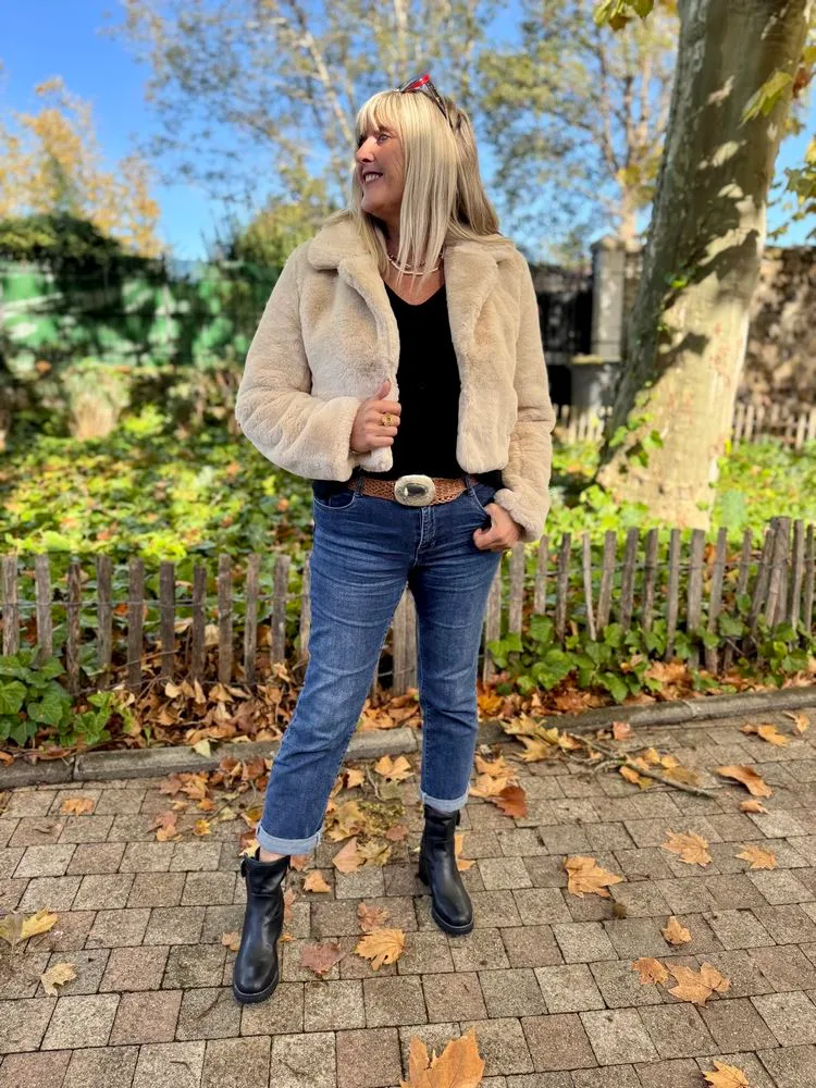 Veste fausse fourrure Carlotta beige