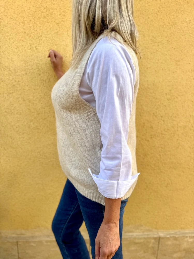 Pull sans manches Emilio crème