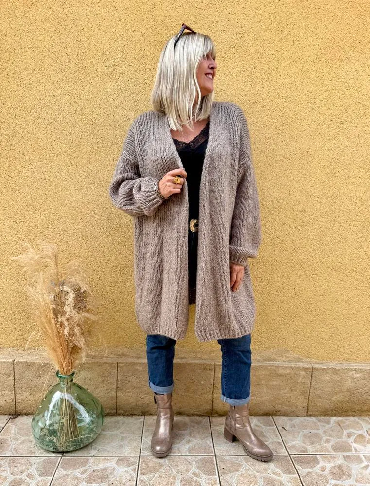 Gilet loose Mario taupe foncé