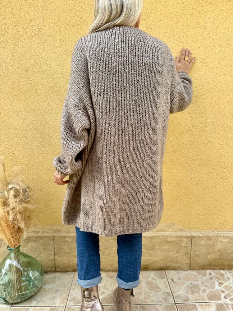 Gilet loose Mario taupe foncé