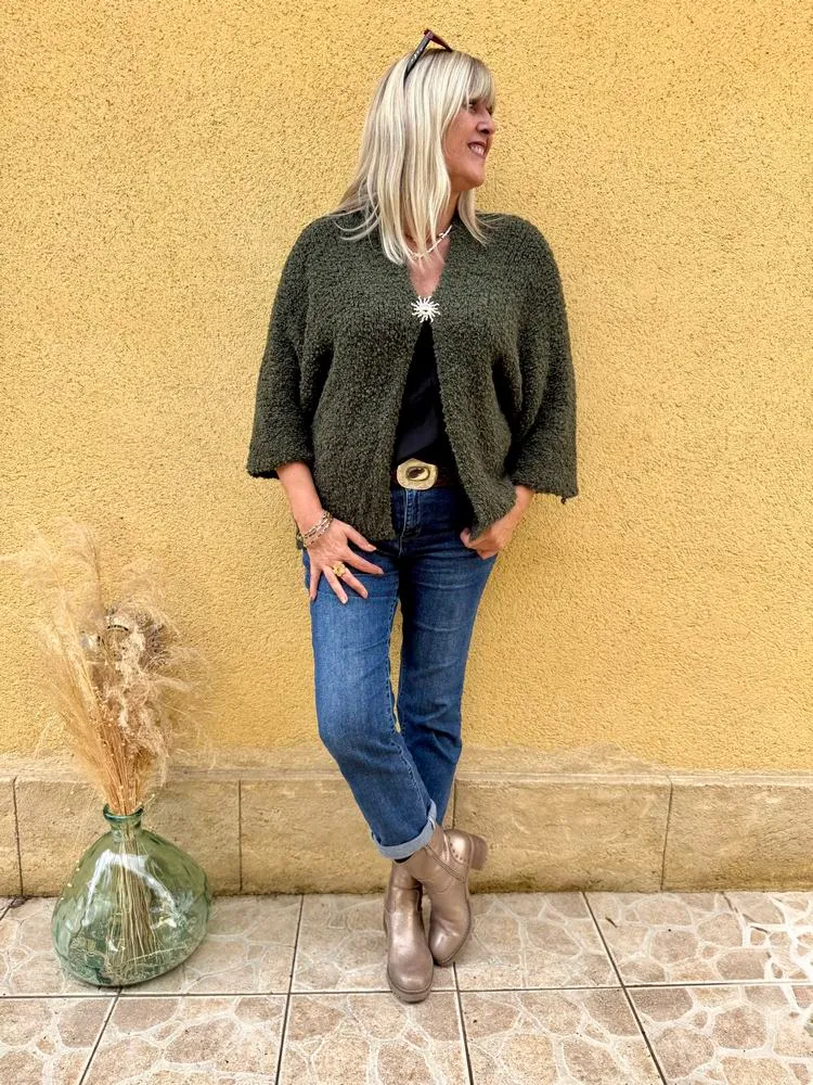 Gilet bouclettes Roméo kaki