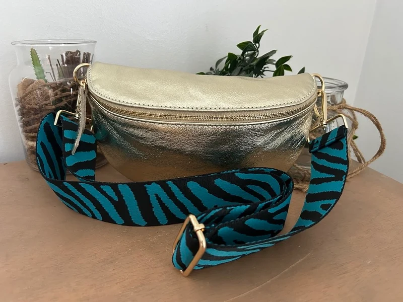 Bandoulière de sac Elisa bleu canard