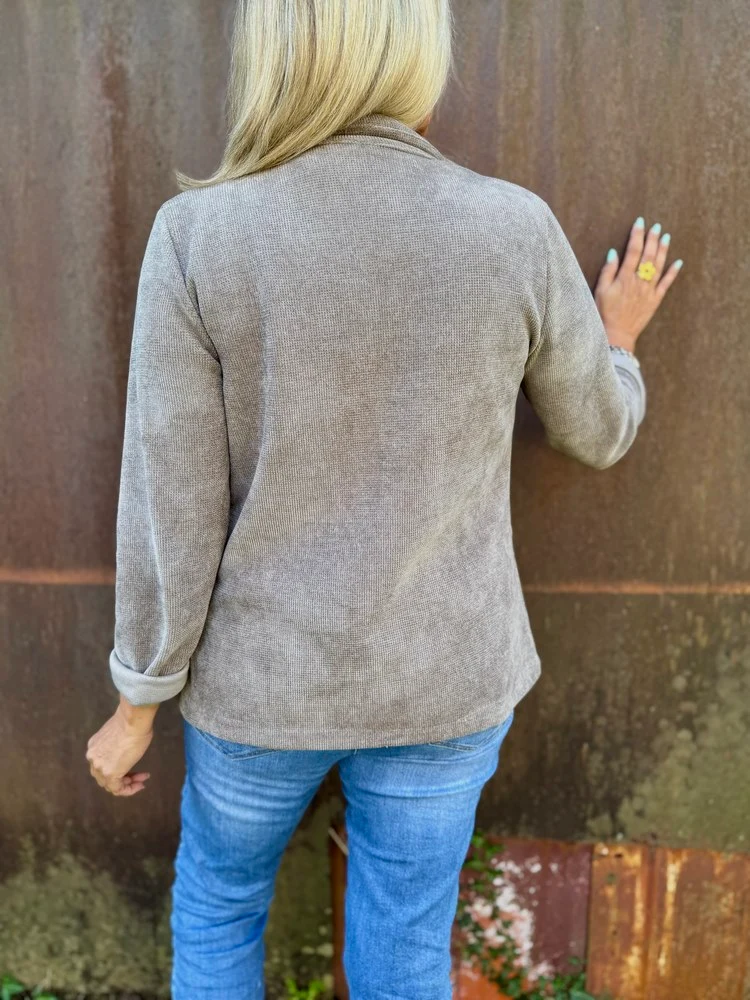 Veste tailleur en velours Sandra gris taupe