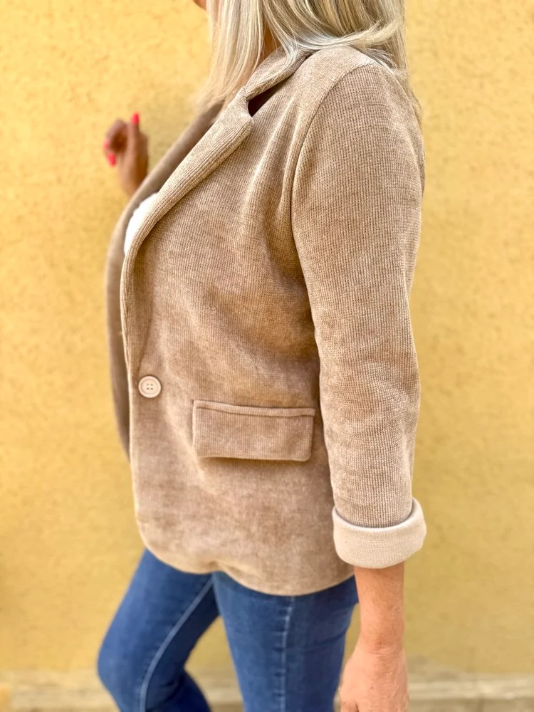Veste tailleur en velours Sandra camel clair