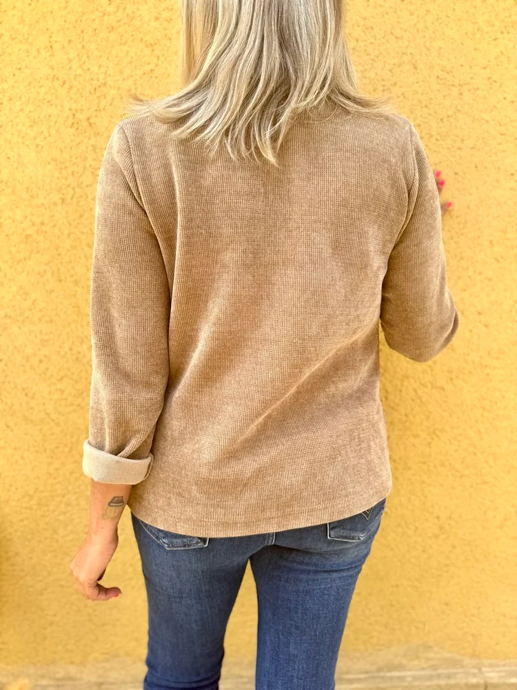Veste tailleur en velours Sandra camel clair