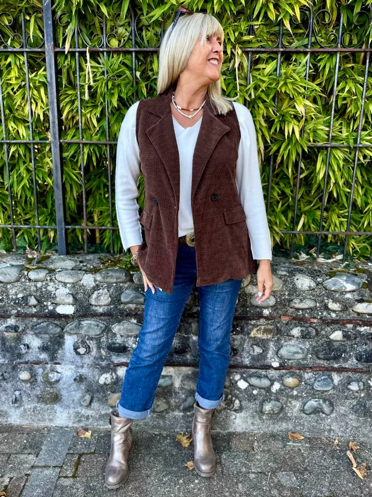 Veste sans manches Carolina chocolat