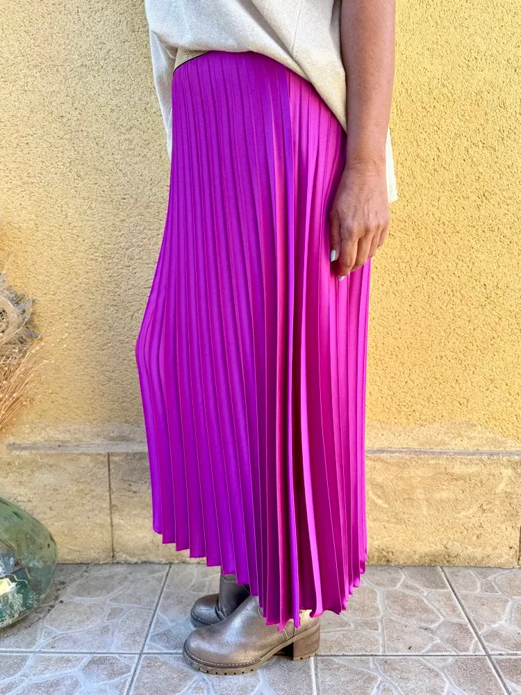 Jupe plissée satinée Jaya magenta
