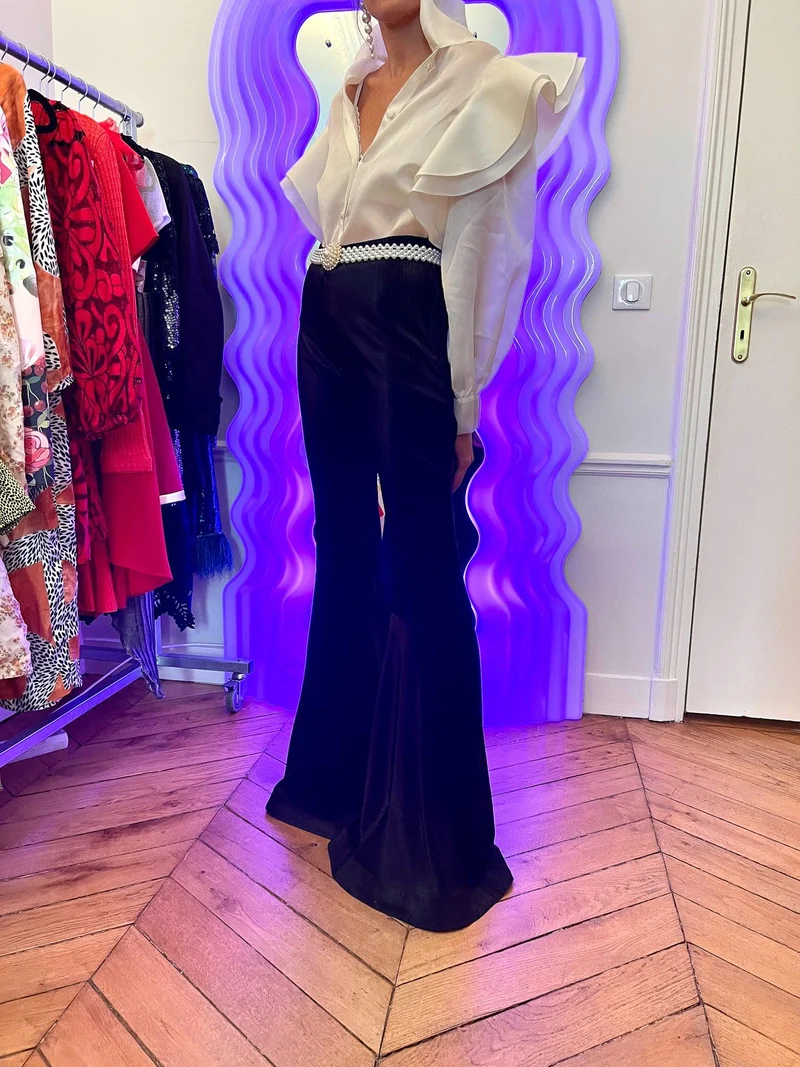 Pantalon noir évasé
