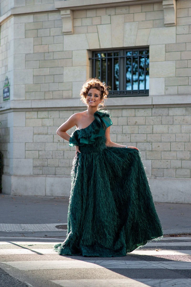 Vente Robe longue défilé plume