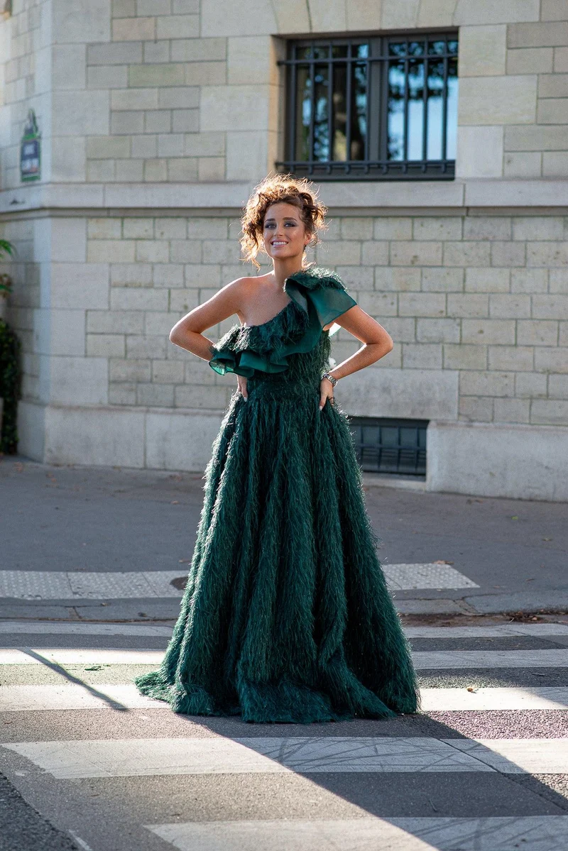 Vente Robe longue défilé plume