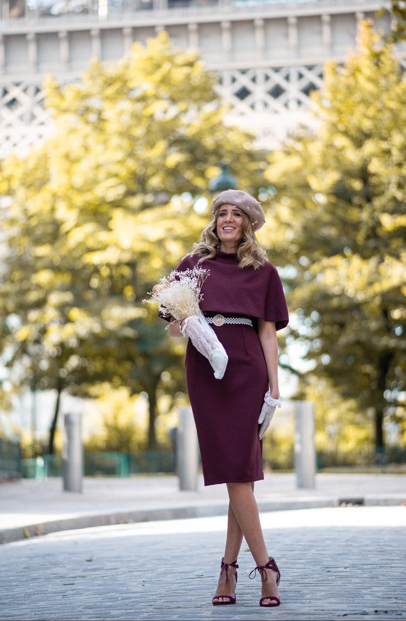 Robe Beckham en crêpe bordeaux