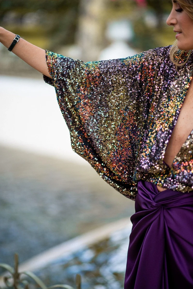 Haut en crêpe à sequins Tuva
