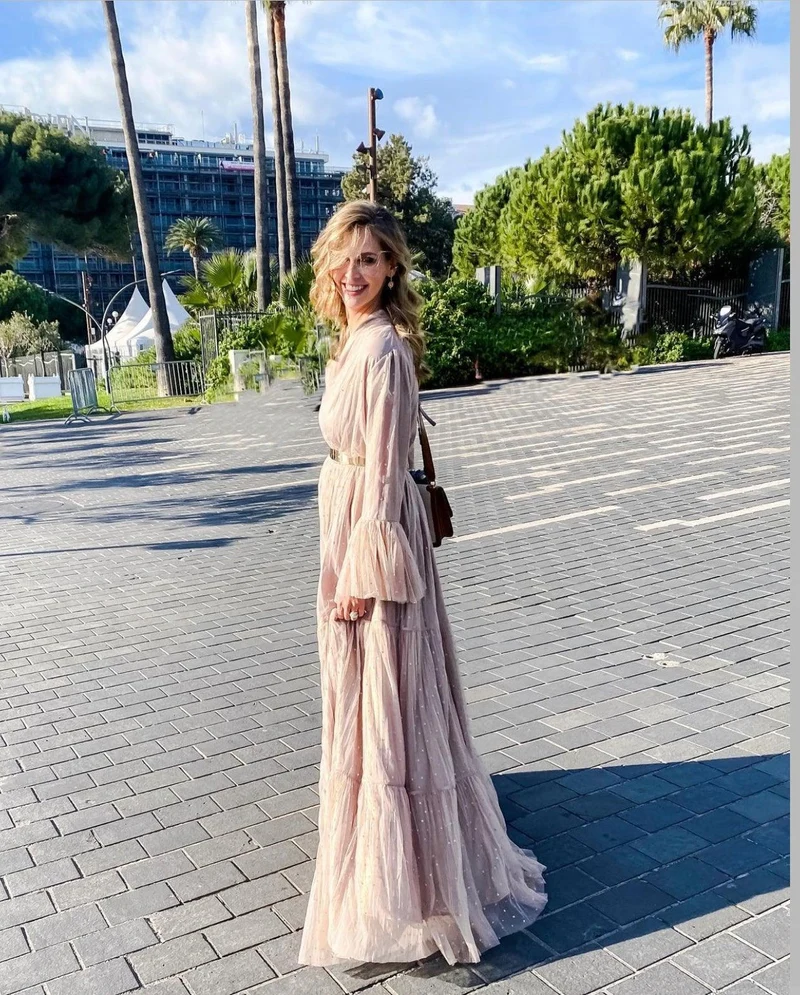 Robe Défilé plumetis beige