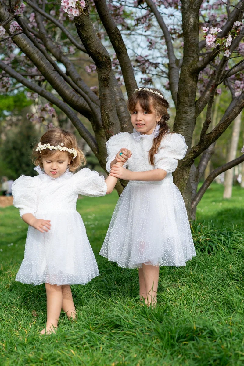 Robe blanche en tulle - Modèle petite fille