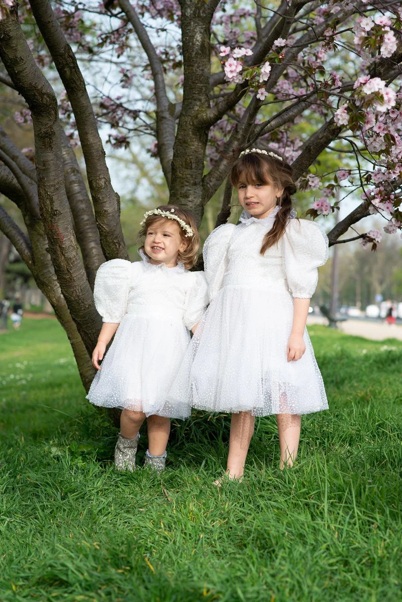 Robe blanche en tulle - Modèle petite fille