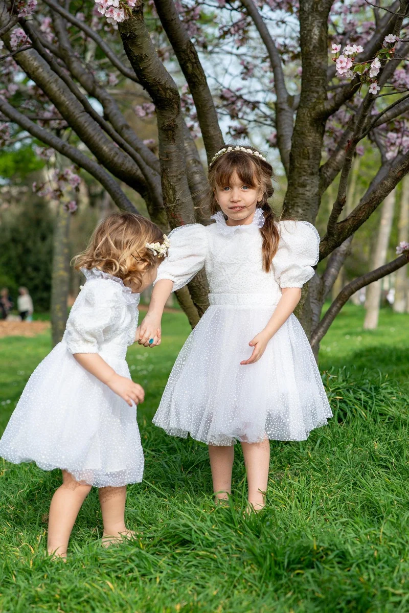 Robe blanche en tulle - Modèle petite fille