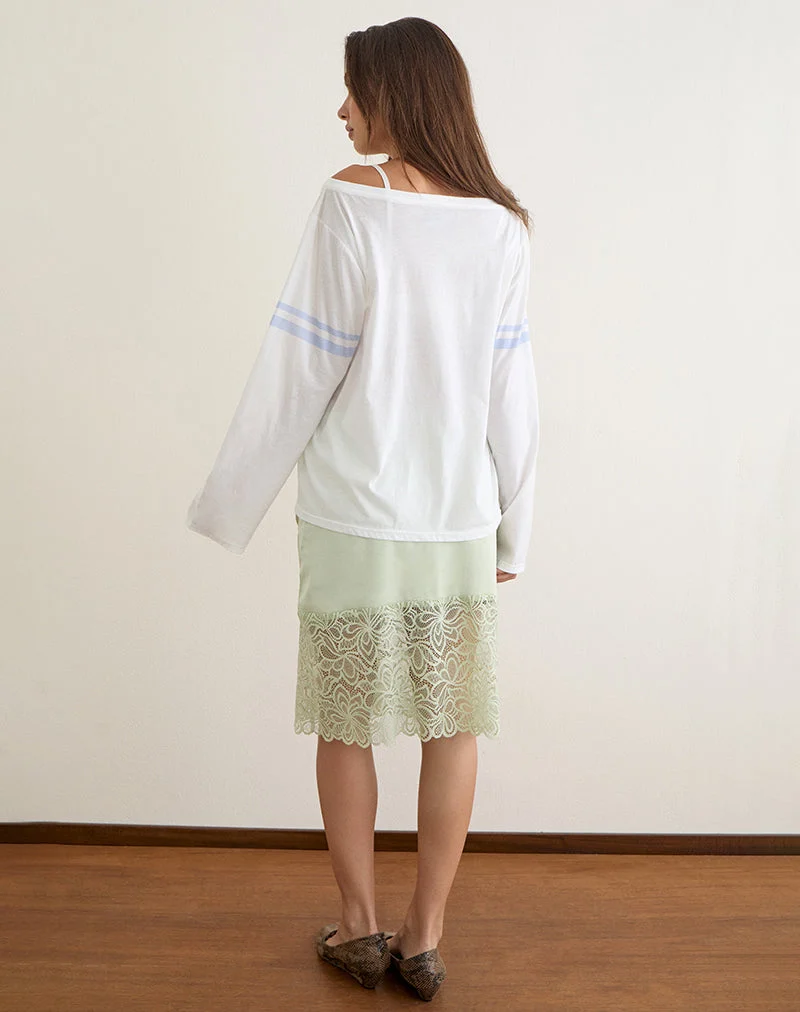 Haut à manches longues Josie, blanc, avec motif « Seven and Stripes »