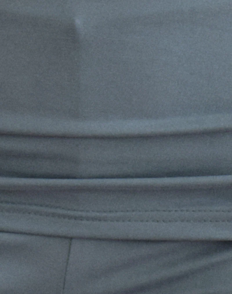 Pantalon évasé taille basse Jacita en cupro, couleur bleu sarcelle foncé
