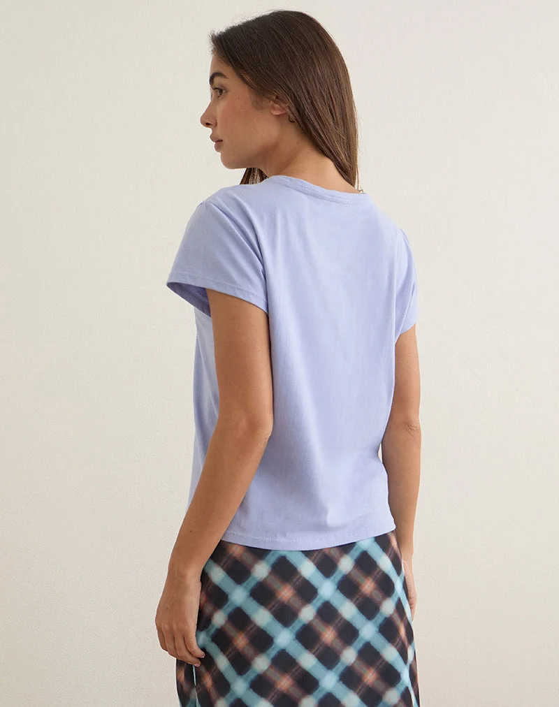T-shirt ample Clio, couleur lilas, avec le slogan « Booked and Busy »