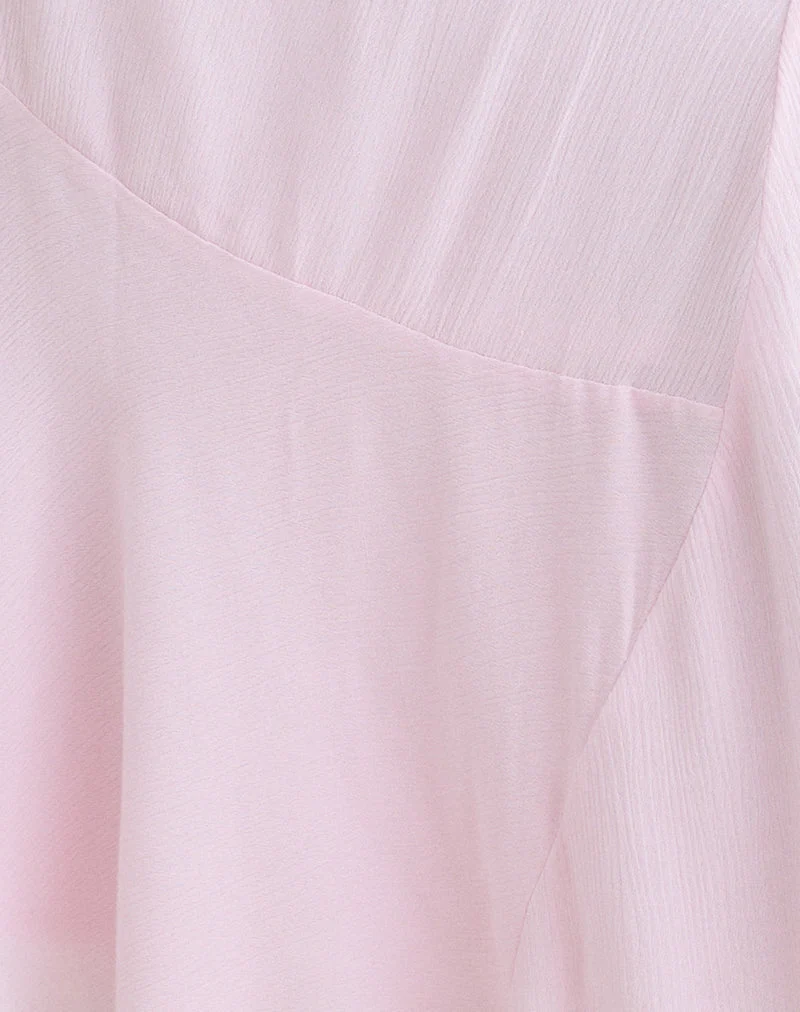 Jupe midi « Void » rose pâle froissé
