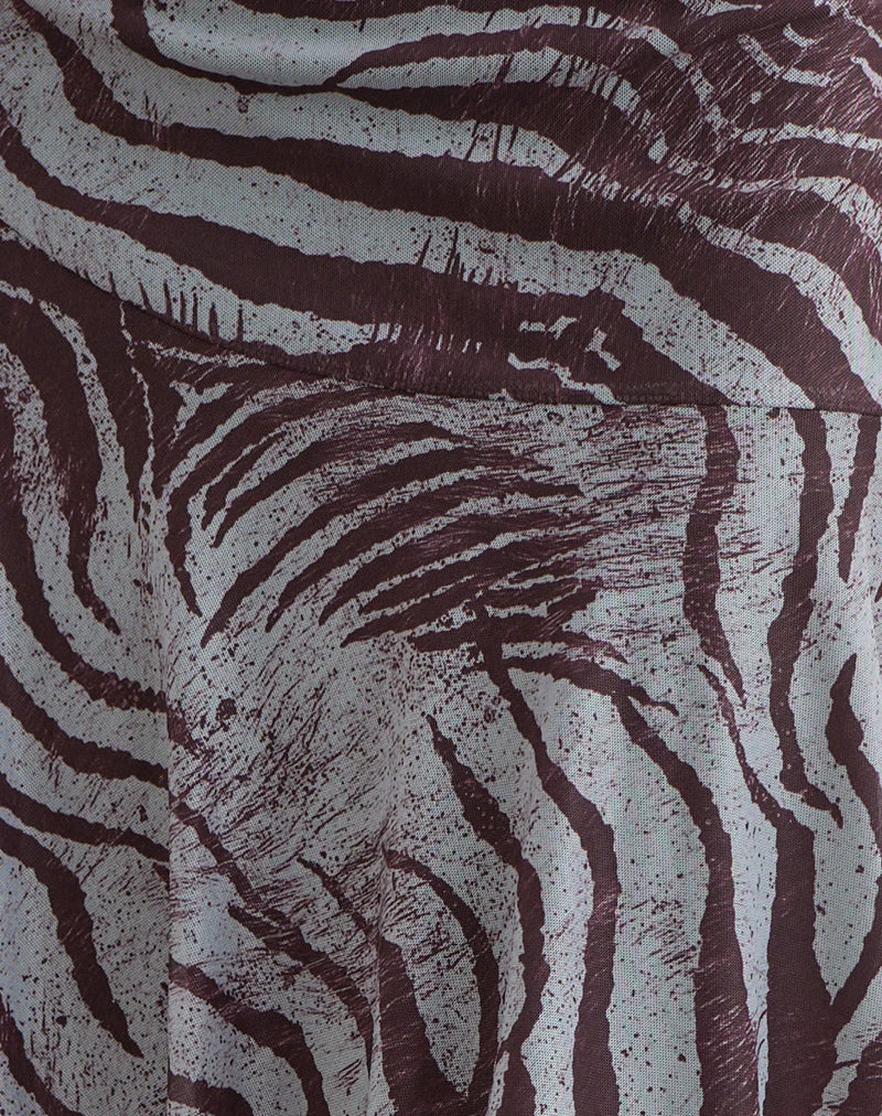 Jupe mi-longue Jenny en maille imprimée « Wild Animal » marron