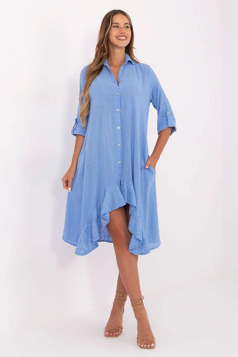 Robe été bleue courte asymétrique